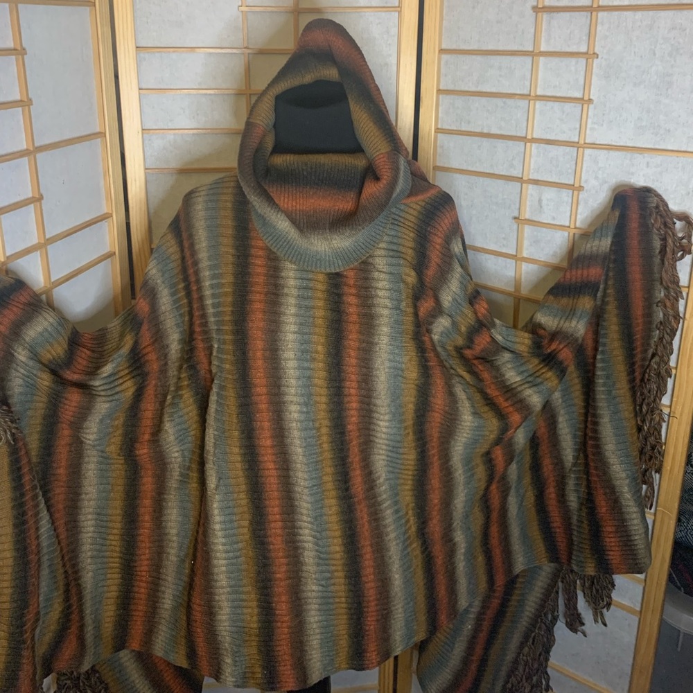 One size fits all cowl neck Poncho